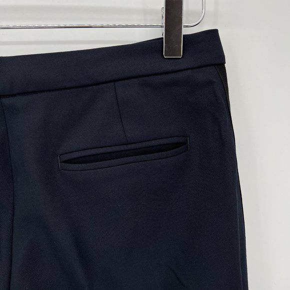 Rag & Bone Navy Blue Wool Blend Trouser Black Side Stipe Ankle Crop Pants Size 0 - Picture 6 of 11